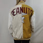 Bershka Peanuts White/Yellow Denim Varsity Jacket Women Size Small