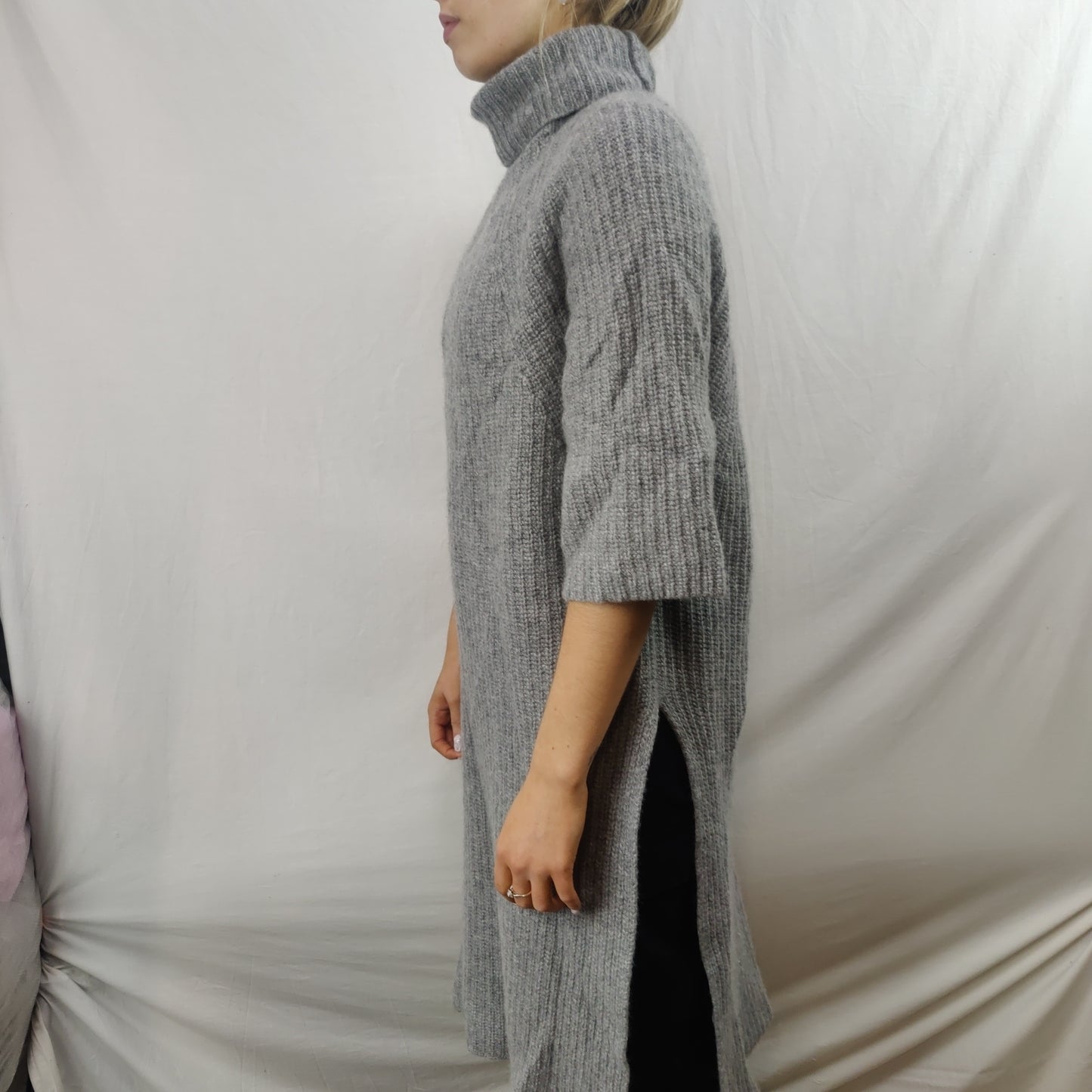 Karen Millen Grey Wool Cashmere Turtleneck Sweater Jumper Women Medium/Large