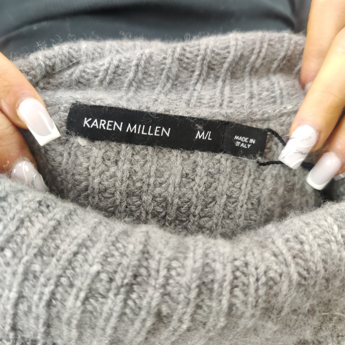 Karen Millen Grey Wool Cashmere Turtleneck Sweater Jumper Women Medium/Large