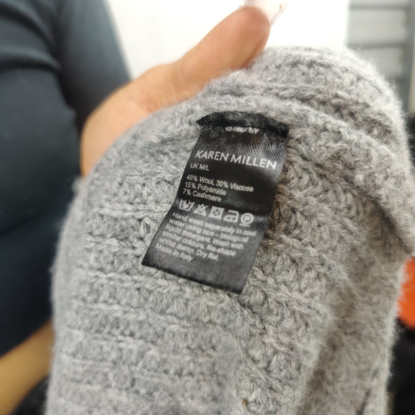 Karen Millen Grey Wool Cashmere Turtleneck Sweater Jumper Women Medium/Large
