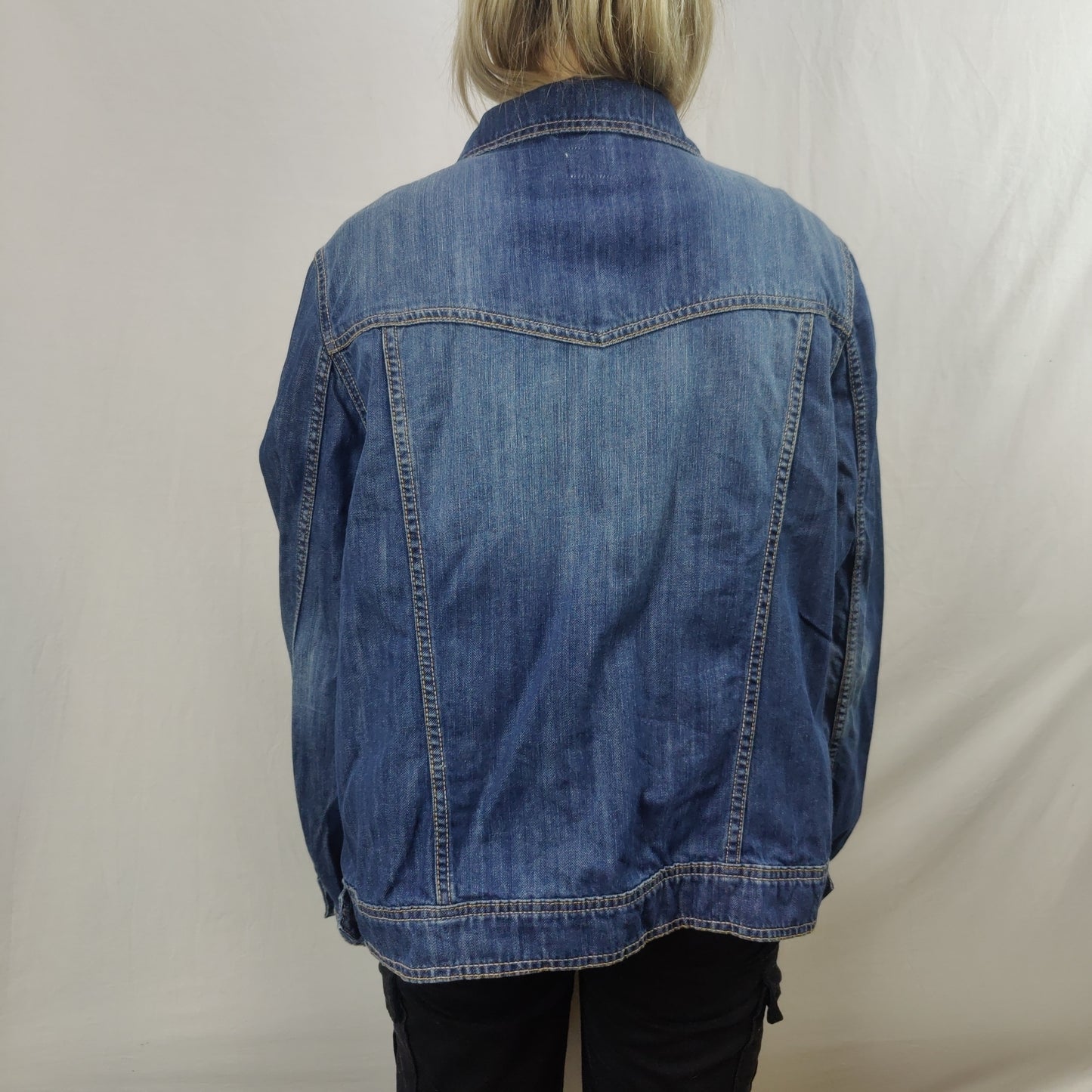 Mantaray Blue Cotton Denim Trucker Jacket Women Size XL