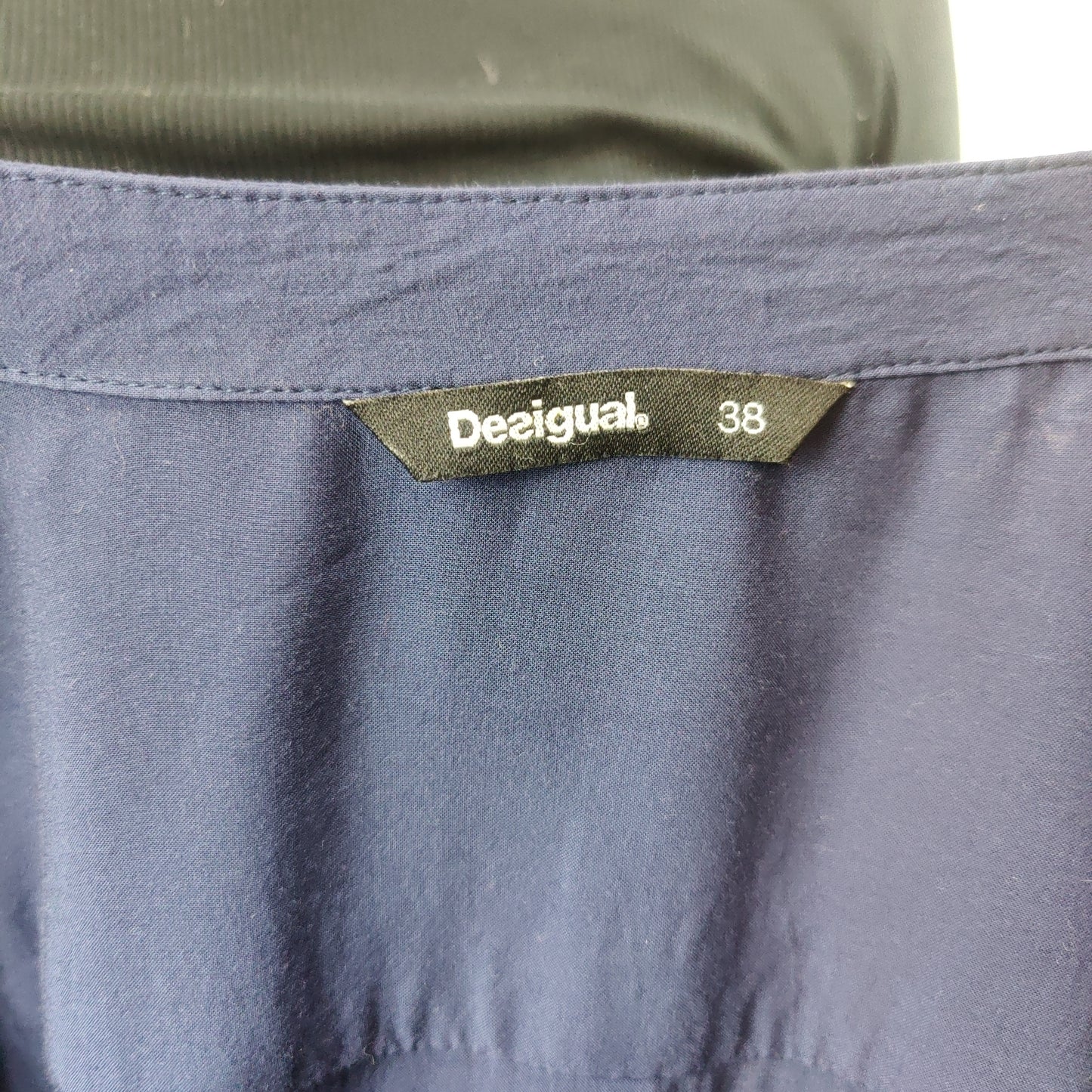 Desigual Blue Cotton Embroidered Shirt Dress Women Size Medium