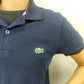 Lacoste Navy Blue Short Sleeve Cotton Polo Shirt Women Size Medium