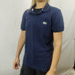 Lacoste Navy Blue Short Sleeve Cotton Polo Shirt Women Size Medium