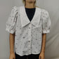Levi's White Floral Short Sleeve Blouse Shirt Women Size Large