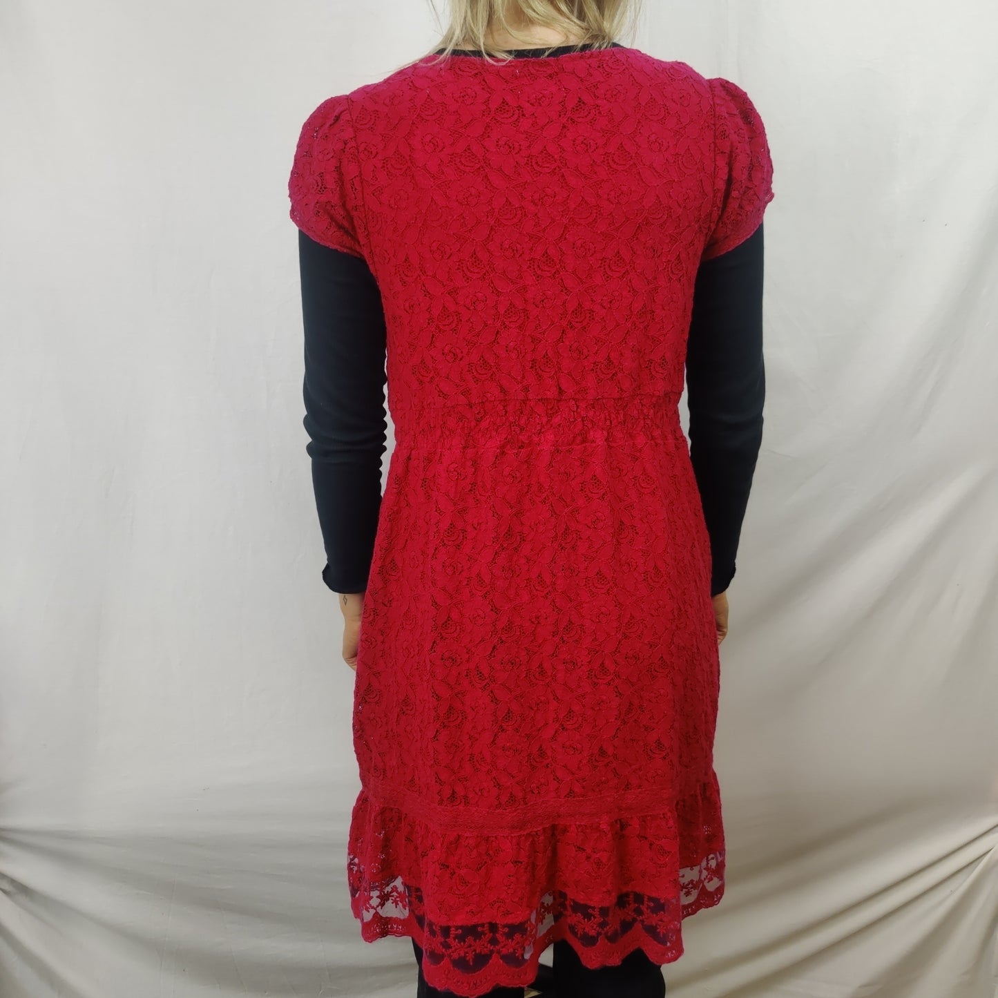 Diesel Vintage Red Lace A Line Dress Women Size Large