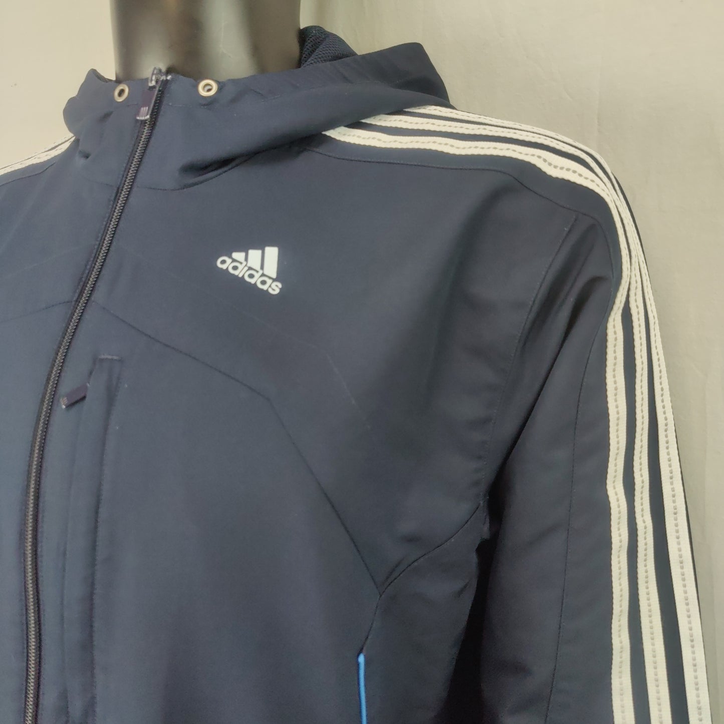 Adidas Vintage Blue Navy Windbreaker Track Jacket Men Size Medium