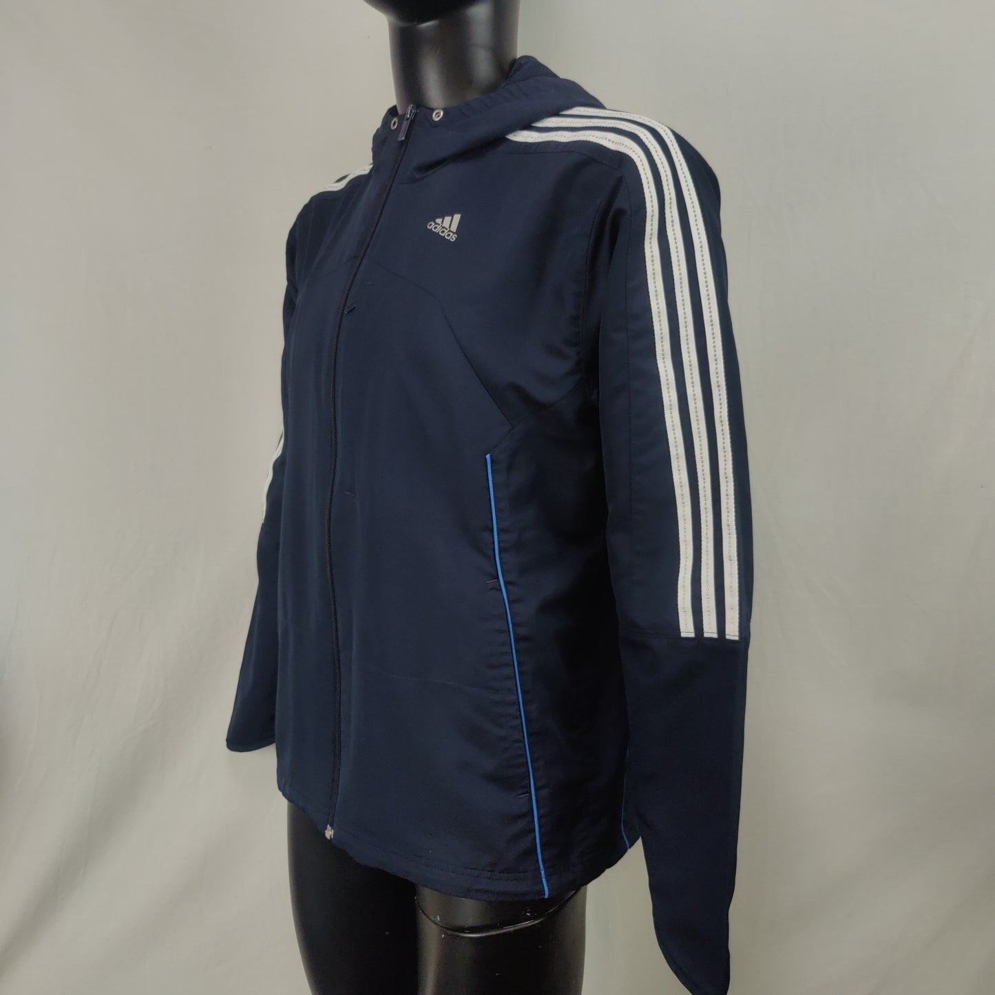 Adidas Vintage Blue Navy Windbreaker Track Jacket Men Size Medium