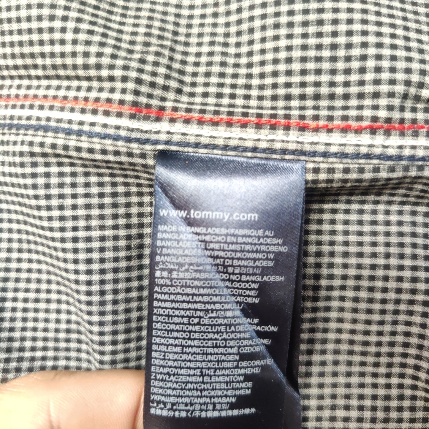 Tommy Hilfiger Vintage Grey Checkered Slim Fit Casual Shirt Men Medium