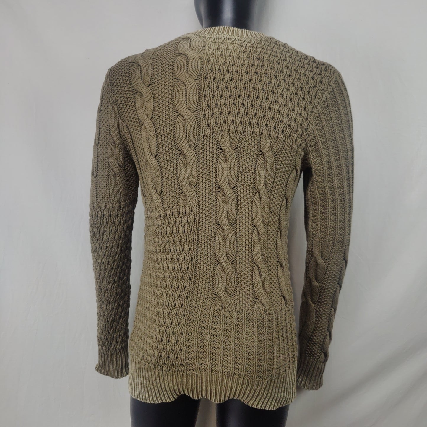 All Saints Green Cotton Knit Crew Neck Jumper Men Size Medium