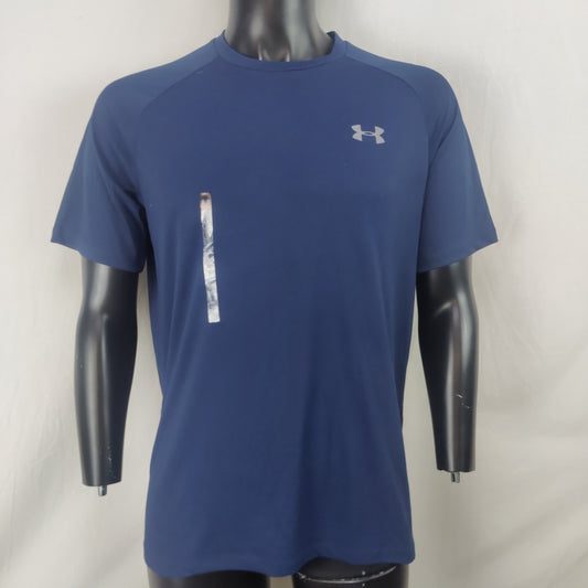 Under Armour Blue Short Sleeve Gym Training T-Shirt Men Size Medium