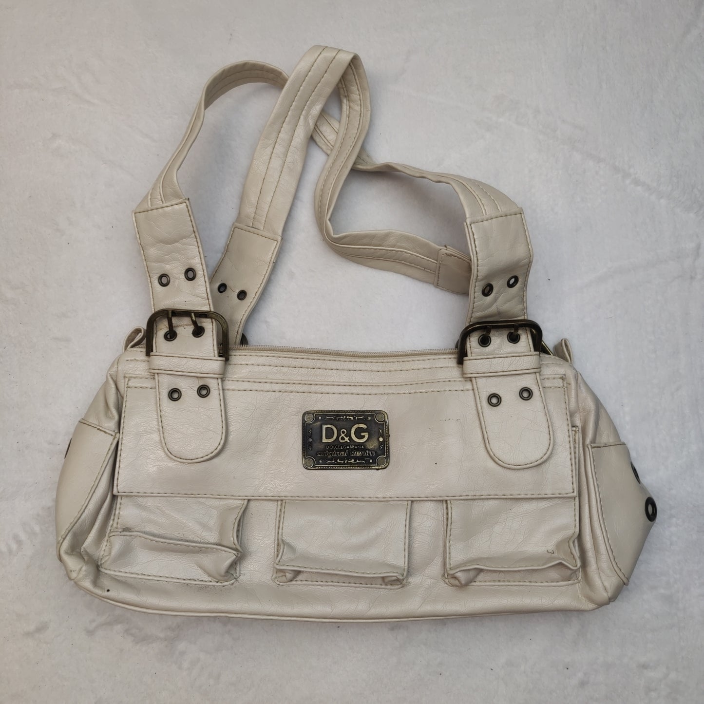 Dolce & Gabbana Vintage White Leather Handbag Shoulder Bag Women