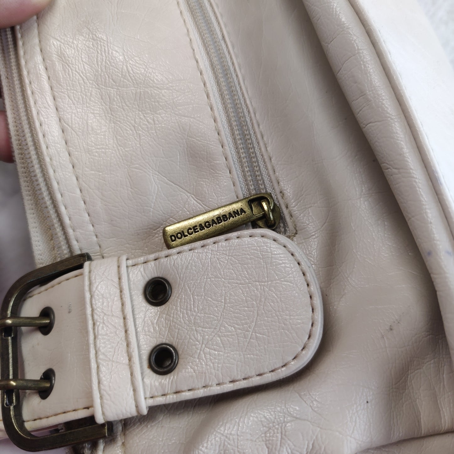 Dolce & Gabbana Vintage White Leather Handbag Shoulder Bag Women