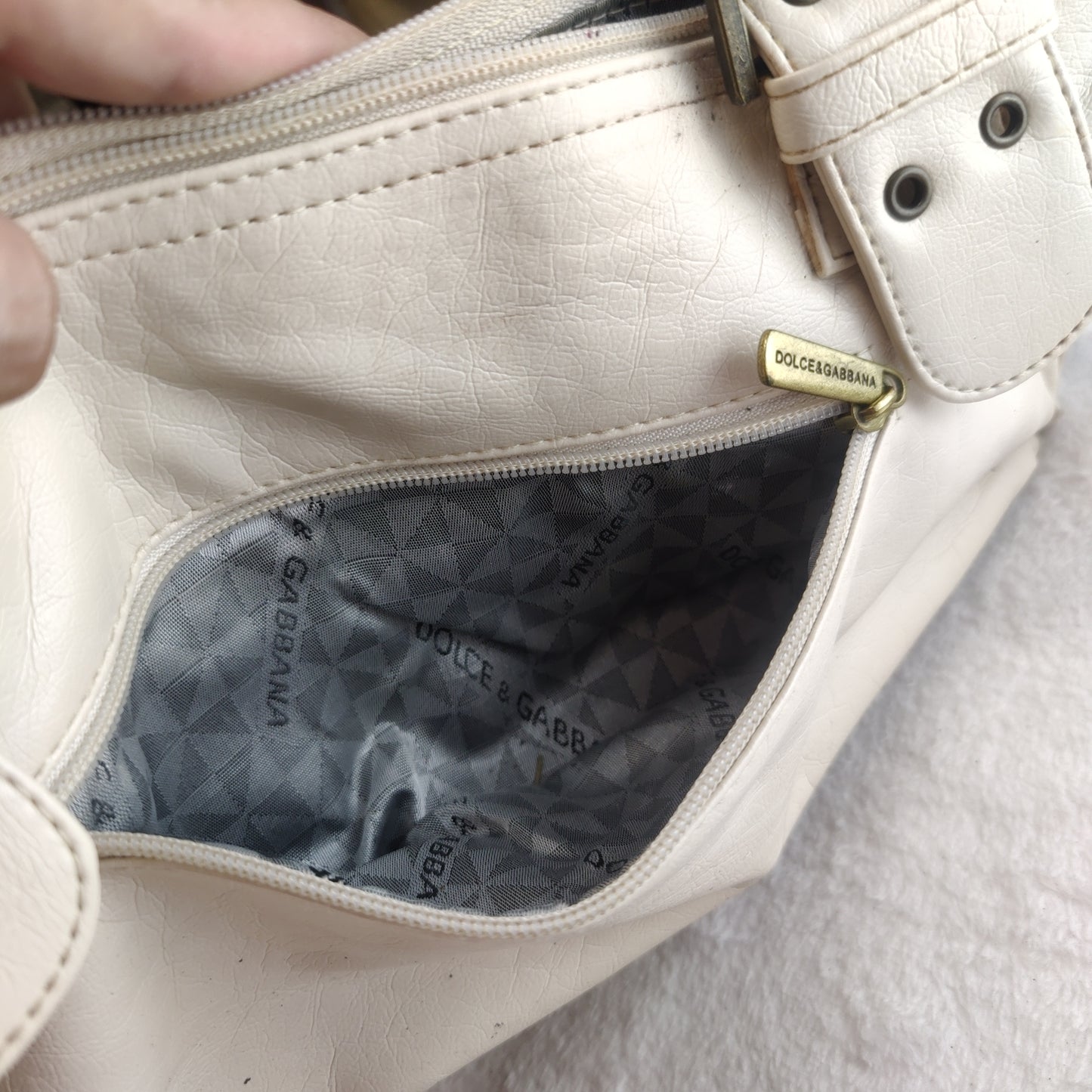 Dolce & Gabbana Vintage White Leather Handbag Shoulder Bag Women