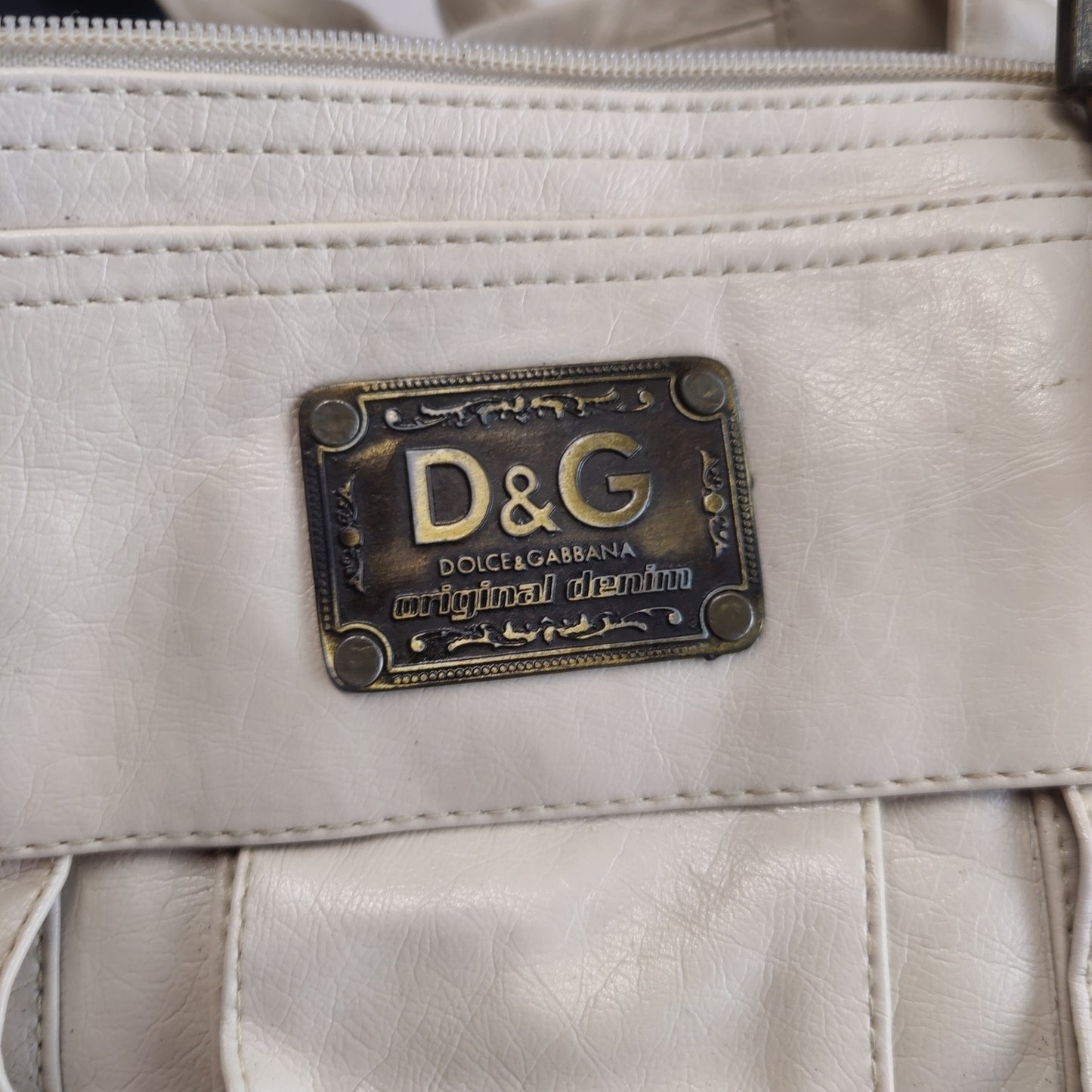 Dolce & Gabbana Vintage White Leather Handbag Shoulder Bag Women