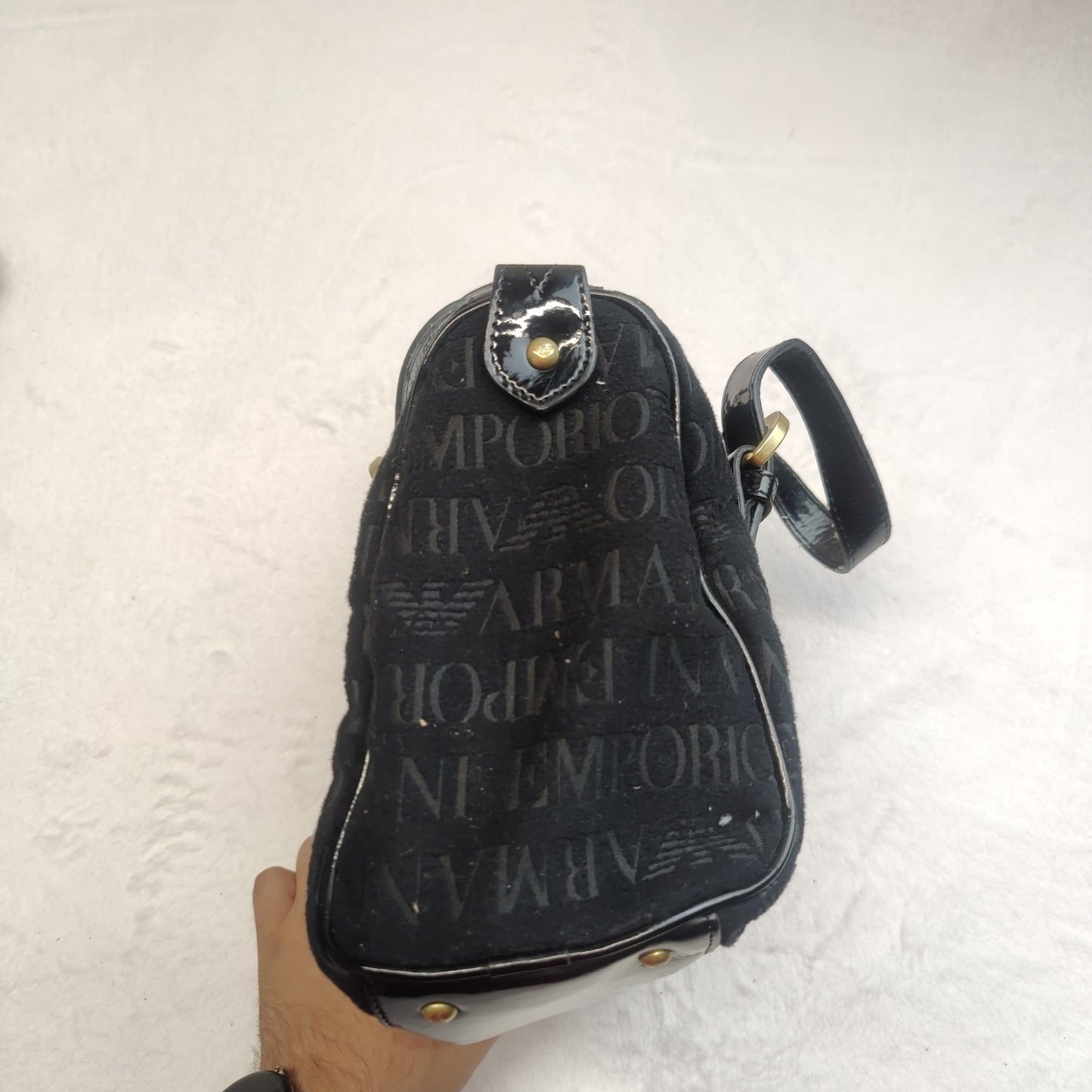 Emporio Armani Black Leather Handbag Shoulder Bag Women