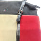 Tommy Hilfiger Black Red Gold Leather Tote Shoulder Bag Hand Bag Women