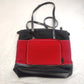Tommy Hilfiger Black Red Gold Leather Tote Shoulder Bag Hand Bag Women