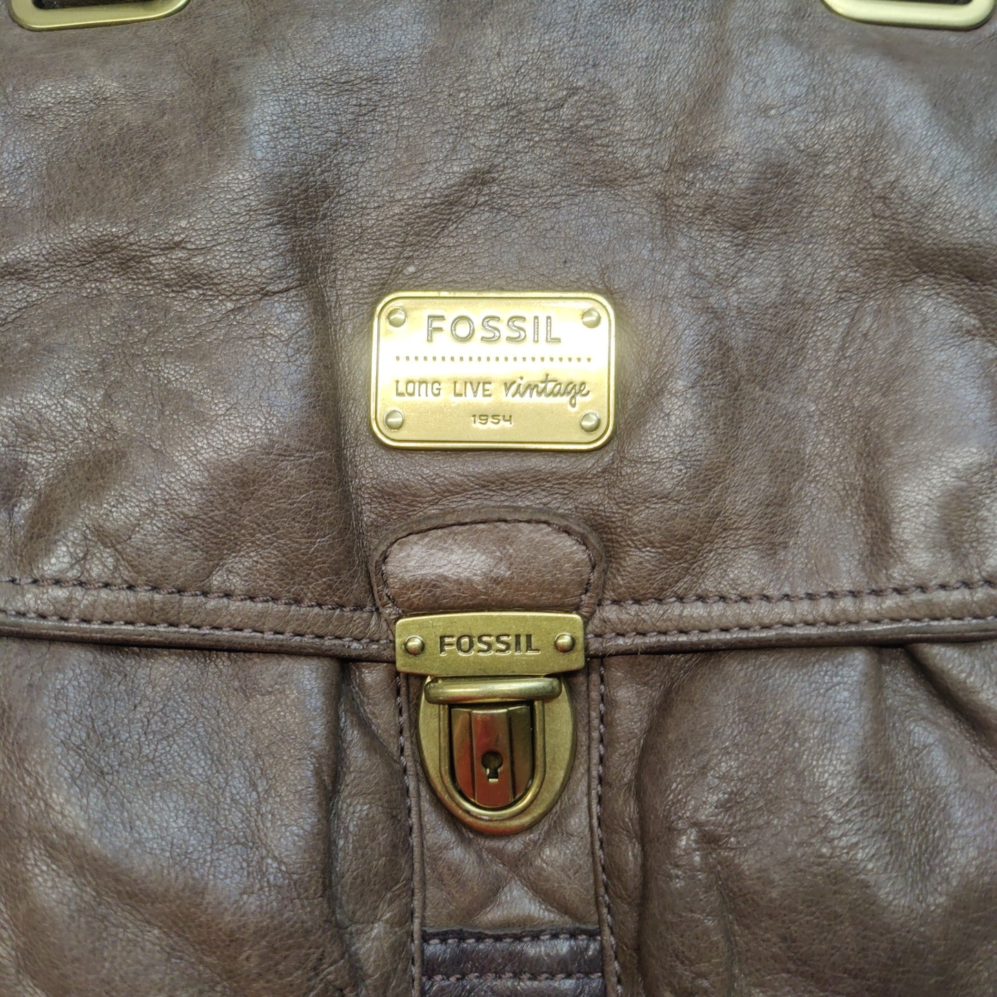 Fossil Vintage Brown Leather Crossbody Bag Shoulder Bag Handbag Women