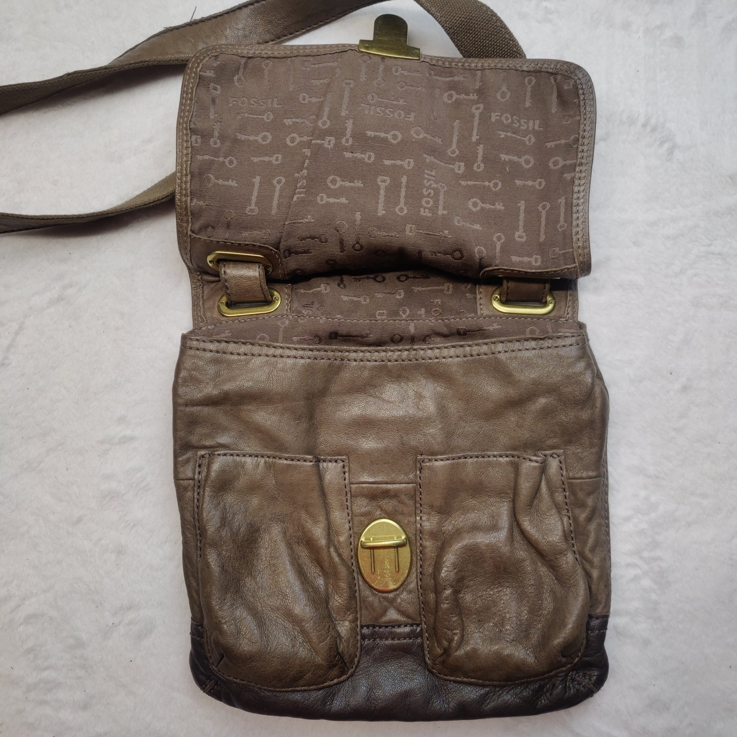 Fossil Vintage Brown Leather Crossbody Bag Shoulder Bag Handbag Women