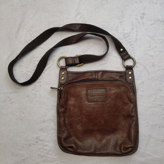 Fossil Vintage Brown Leather Crossbody Bag Handbag Shoulder Bag Women