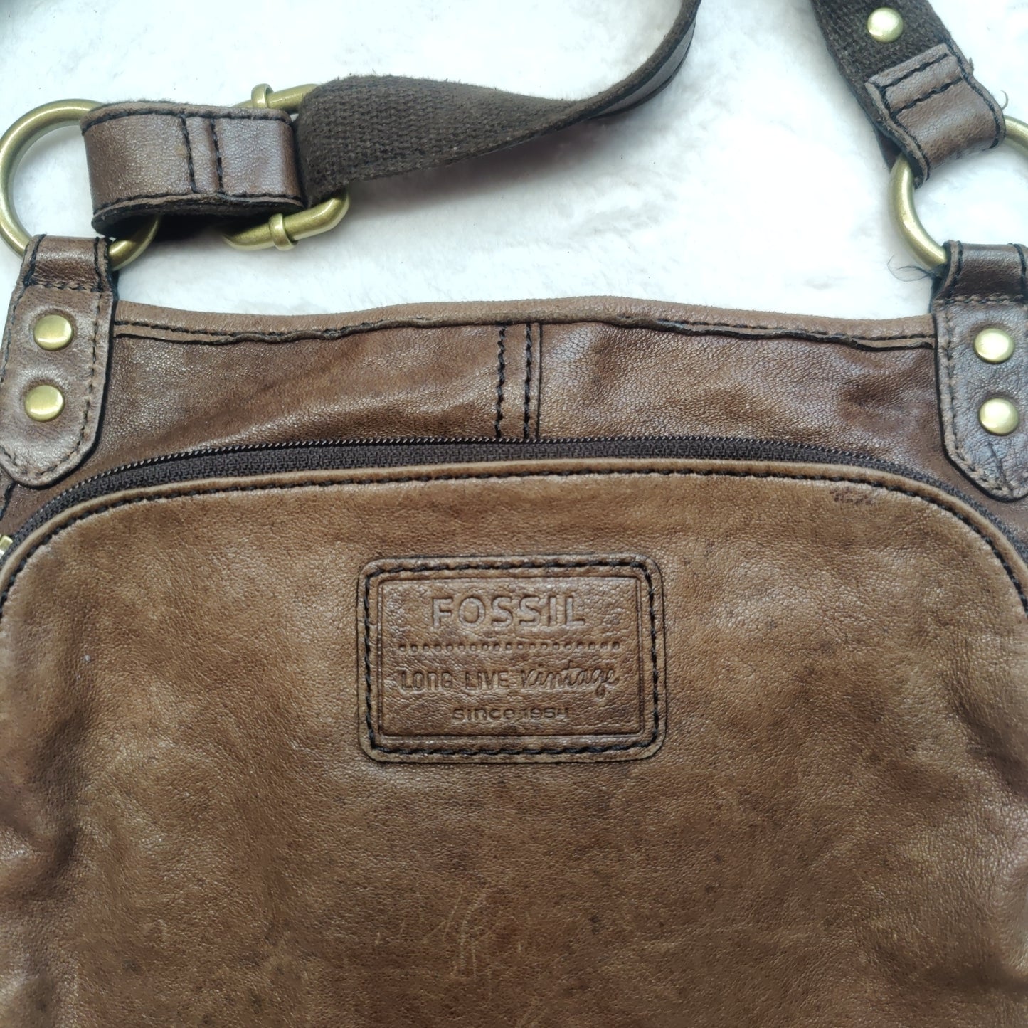 Fossil Vintage Brown Leather Crossbody Bag Handbag Shoulder Bag Women