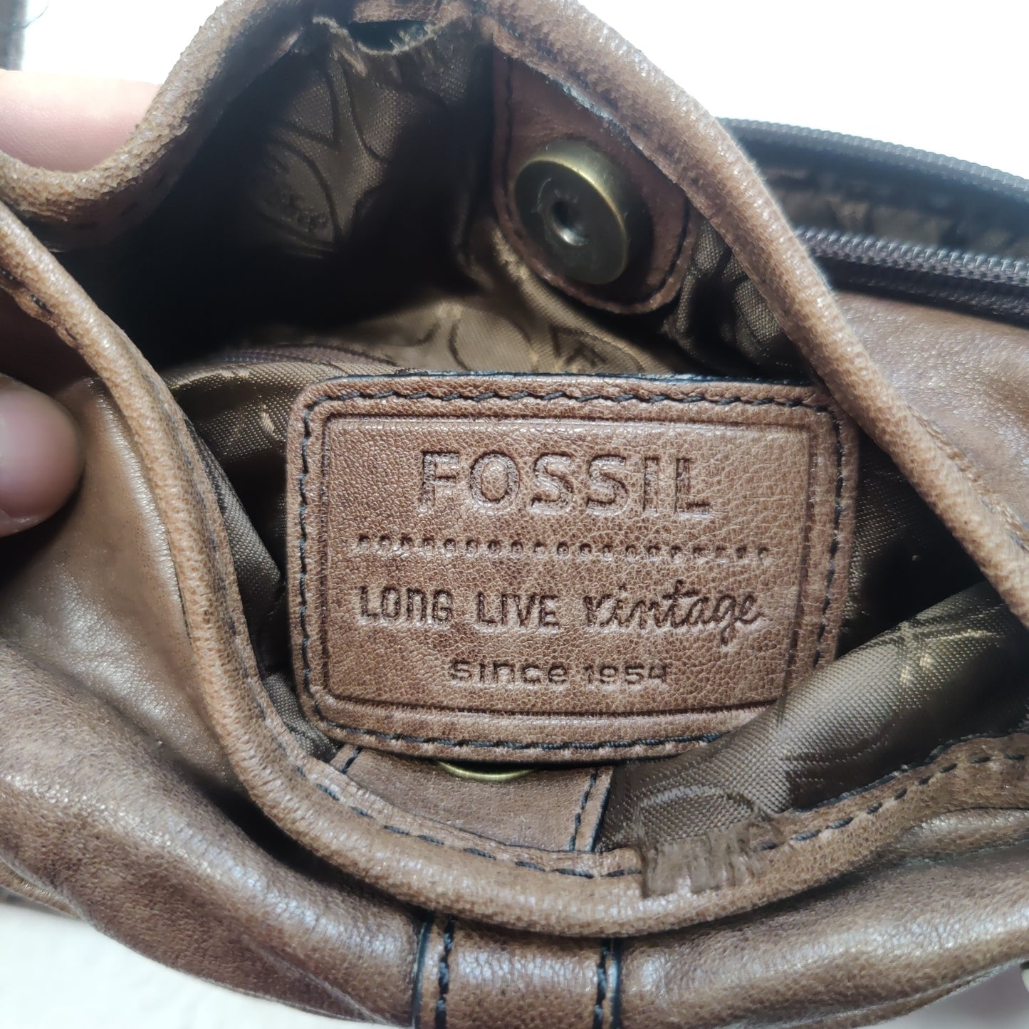 Fossil Vintage Brown Leather Crossbody Bag Handbag Shoulder Bag Women
