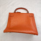 Hermes Kelly Sellier Ostrich 28 Leather Tangerine Orange Satchel Handbag