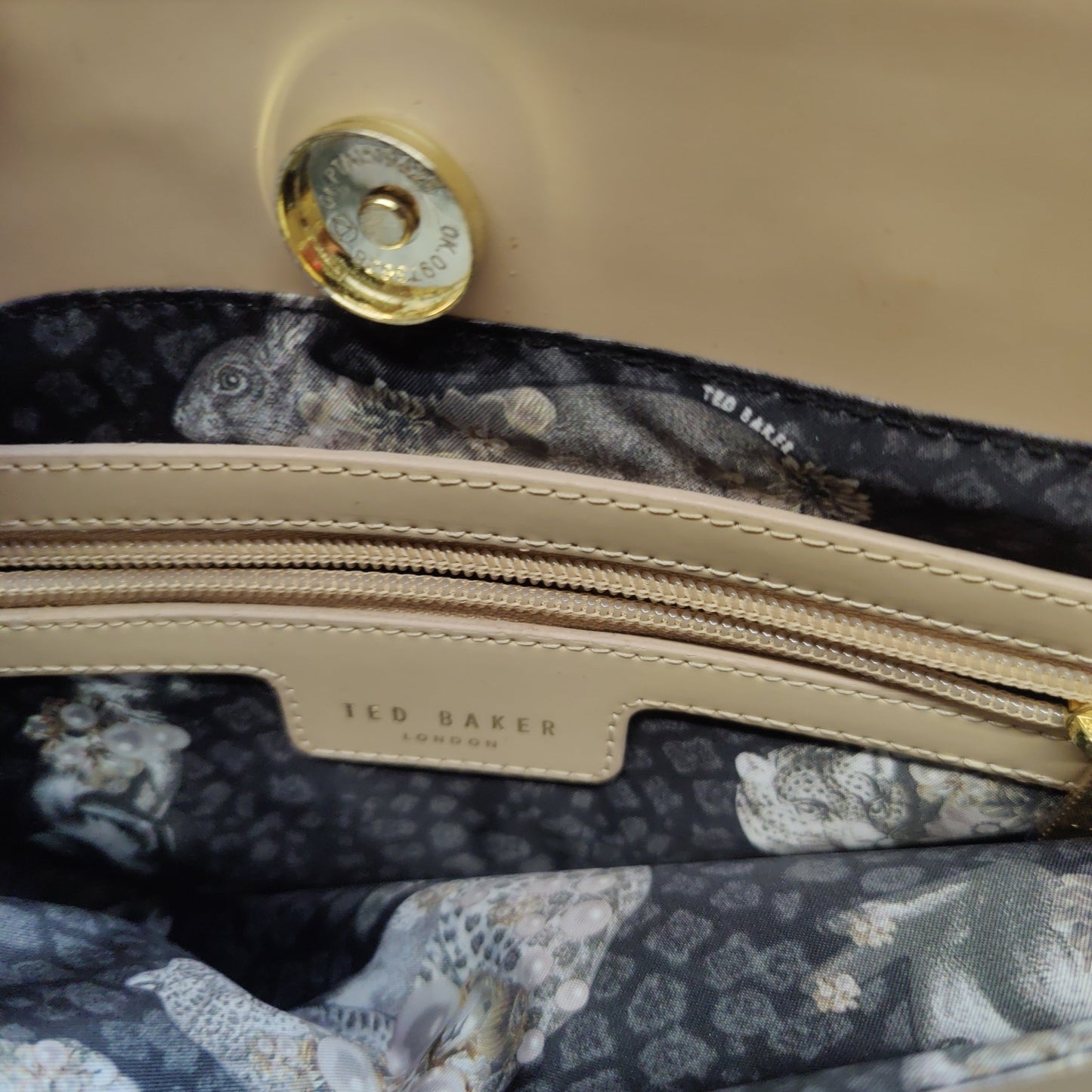 Ted Baker Beige Leather Tote Shoulder Bag Handbag Women