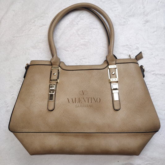 Valentino Garavani Brown Leather Tote Bag Handbag Women Large