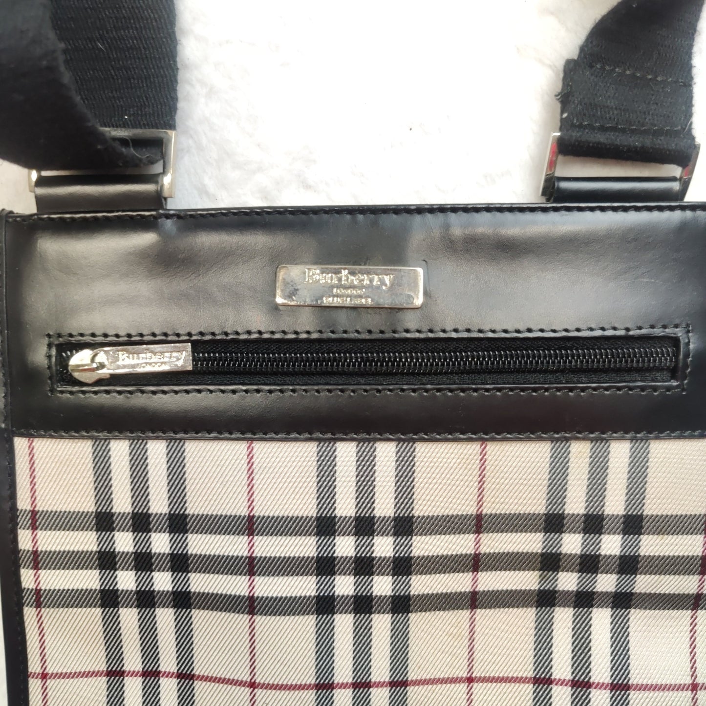 Burberry London Beige Canvas Leather Crossbody Bag Handbag Women