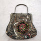 Vintage Grey Embellished Gem Satchel Top Handle Clutch Bag Women