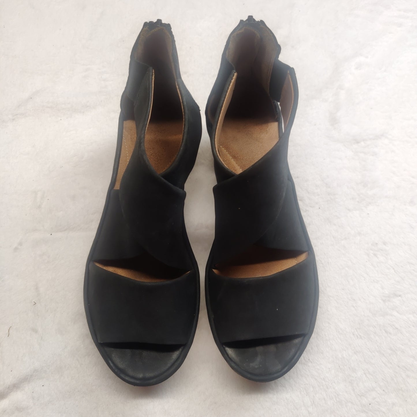 Clarks Clarene Glamor Black Wedge Heel Strappy Sandal Shoes Women UK 7