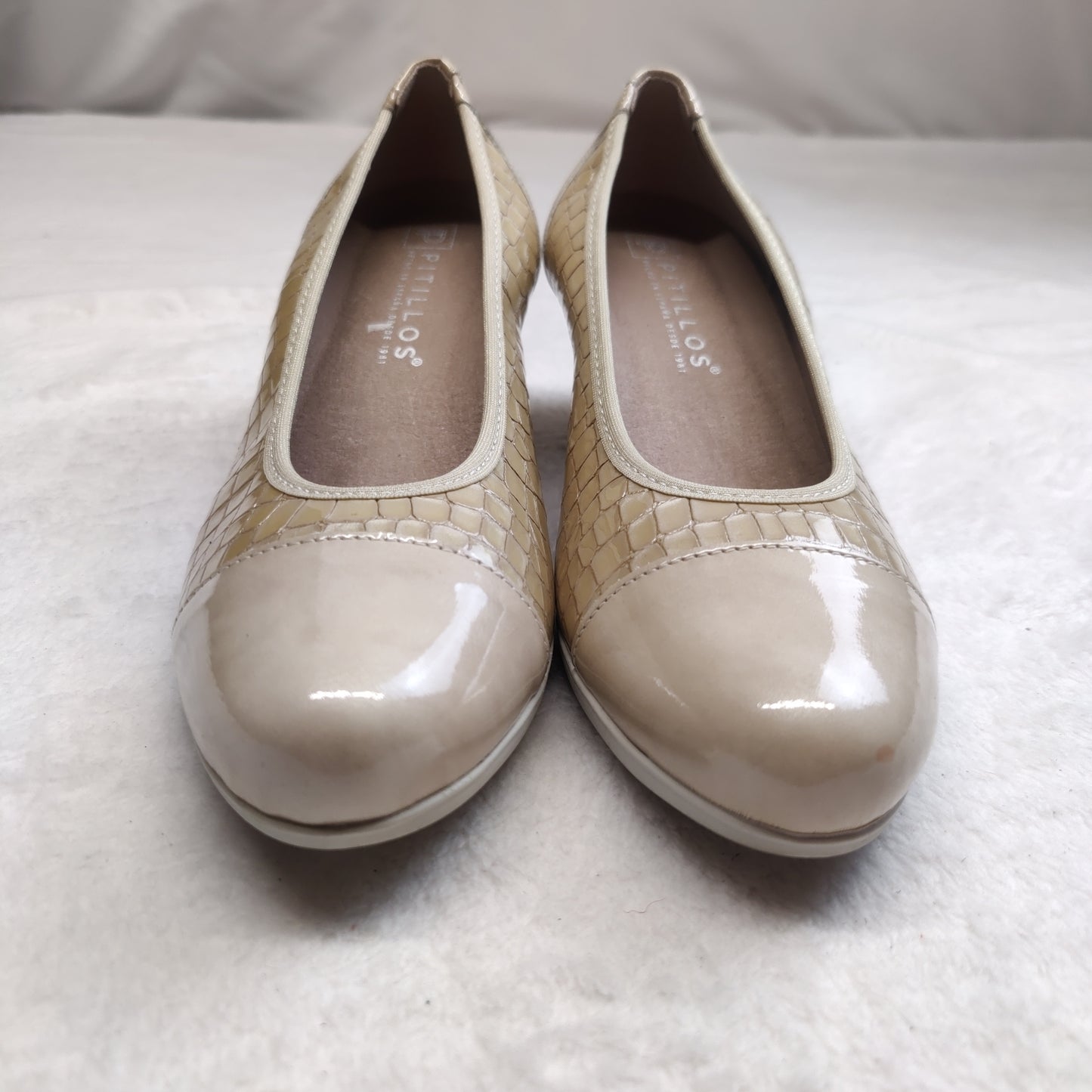 Pitillos Beige Leather Court Heels Shoes Women UK 5