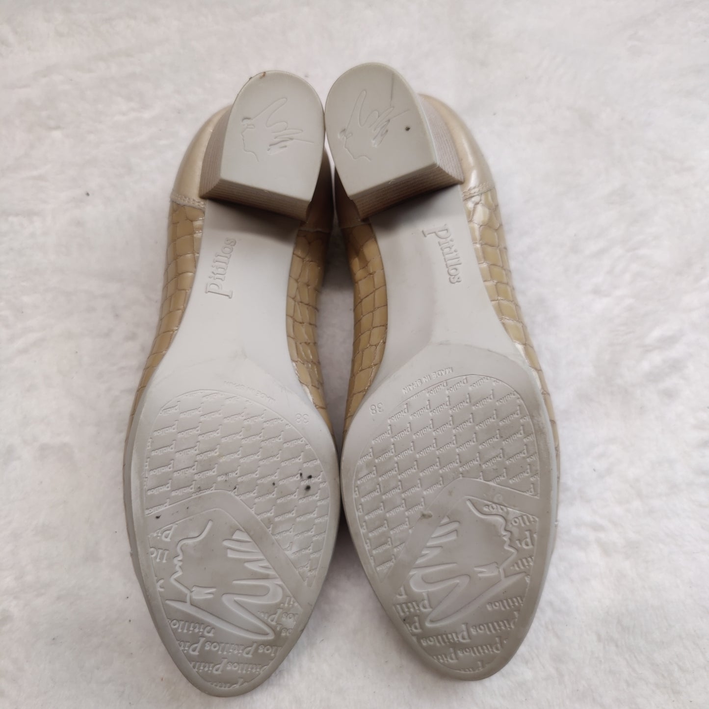 Pitillos Beige Leather Court Heels Shoes Women UK 5