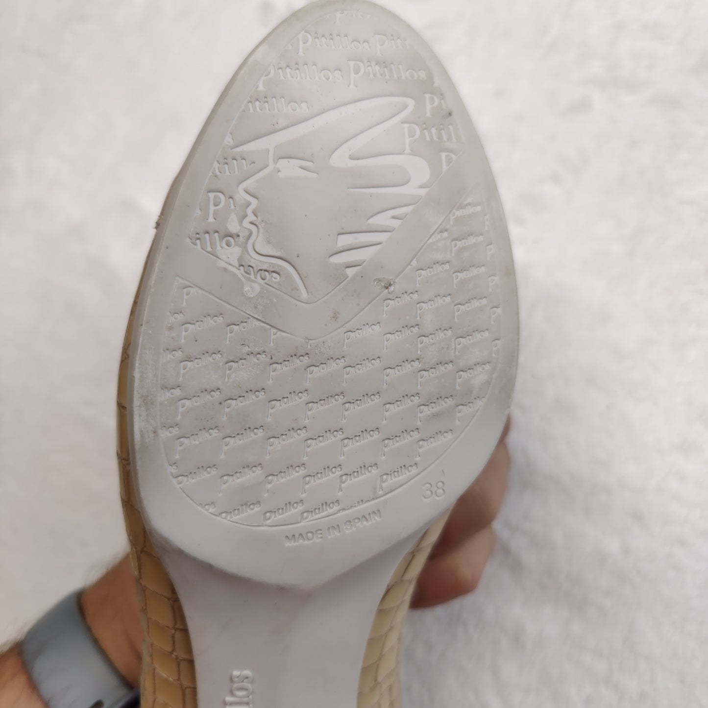 Pitillos Beige Leather Court Heels Shoes Women UK 5