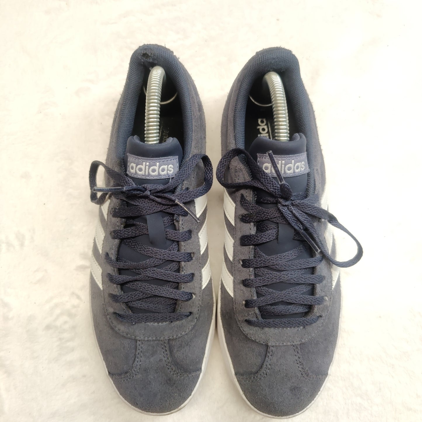 Adidas VL Court 2.0 Navy Blue Leather Suede Trainers Sneaker Shoes Men UK 7