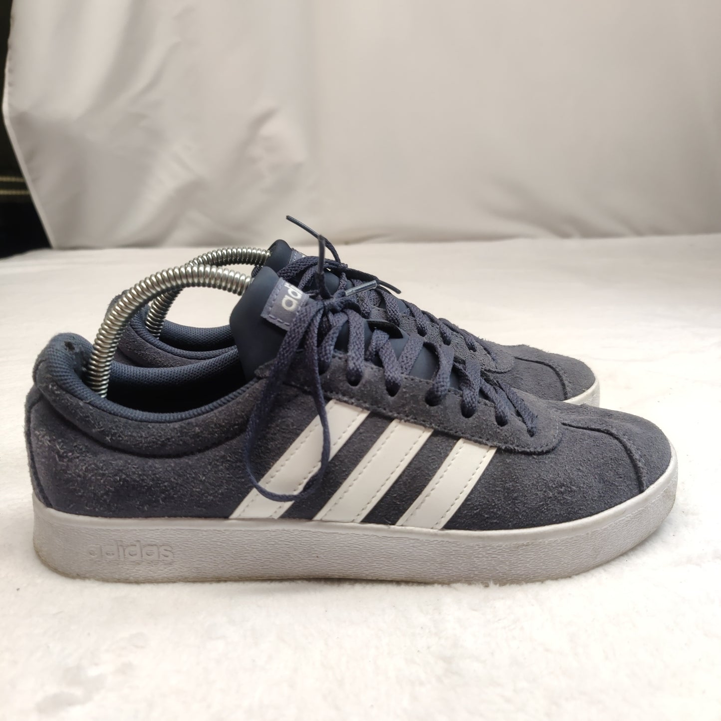 Adidas VL Court 2.0 Navy Blue Leather Suede Trainers Sneaker Shoes Men UK 7