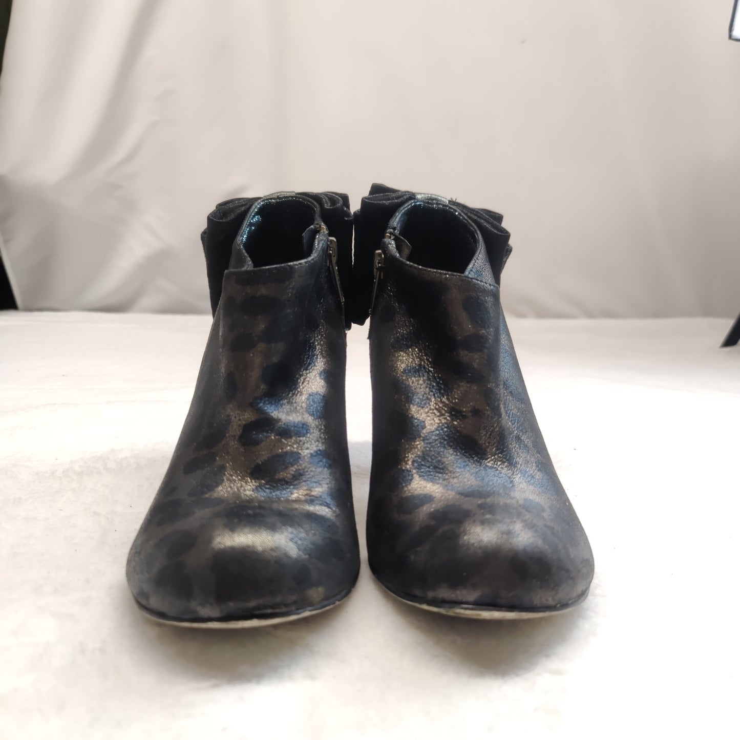 Irregular Choice Black Leopard Print Leather Ankle Boots Heels Women UK 5 EU 38