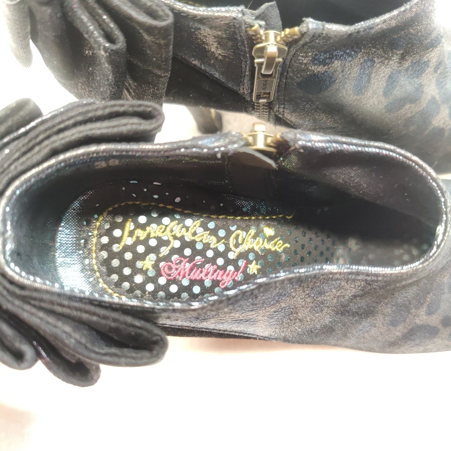 Irregular Choice Black Leopard Print Leather Ankle Boots Heels Women UK 5 EU 38