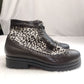 Jose Saenz Brown Cheetah Print Leather Platform Boots Women UK 7 EU 41