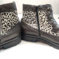Jose Saenz Brown Cheetah Print Leather Platform Boots Women UK 7 EU 41