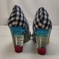 Irregular Choice 39 Blue Gingham Plaid Polka Dot Court Heels Women UK 5 EU 38