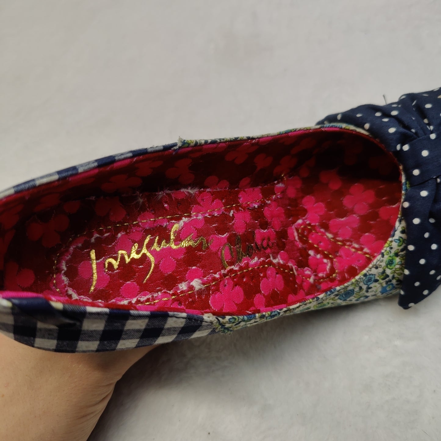 Irregular Choice 39 Blue Gingham Plaid Polka Dot Court Heels Women UK 5 EU 38