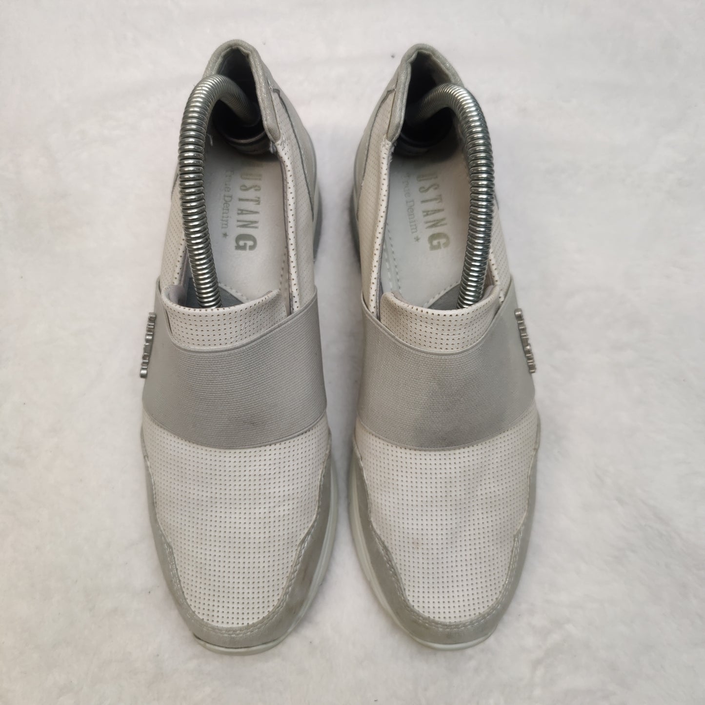Mustang Grey/White Wedge Slip On Sneaker Trainers Shoes Women UK 6 EU 39