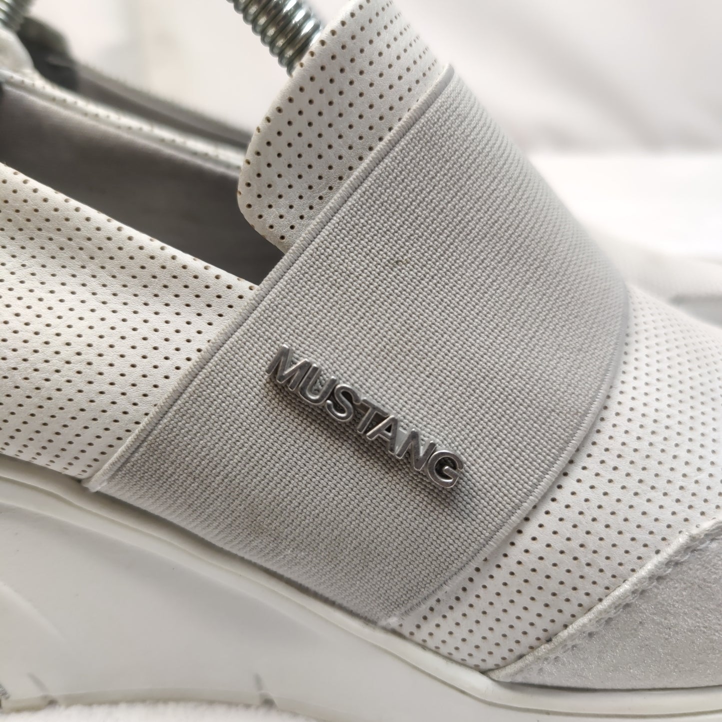 Mustang Grey/White Wedge Slip On Sneaker Trainers Shoes Women UK 6 EU 39