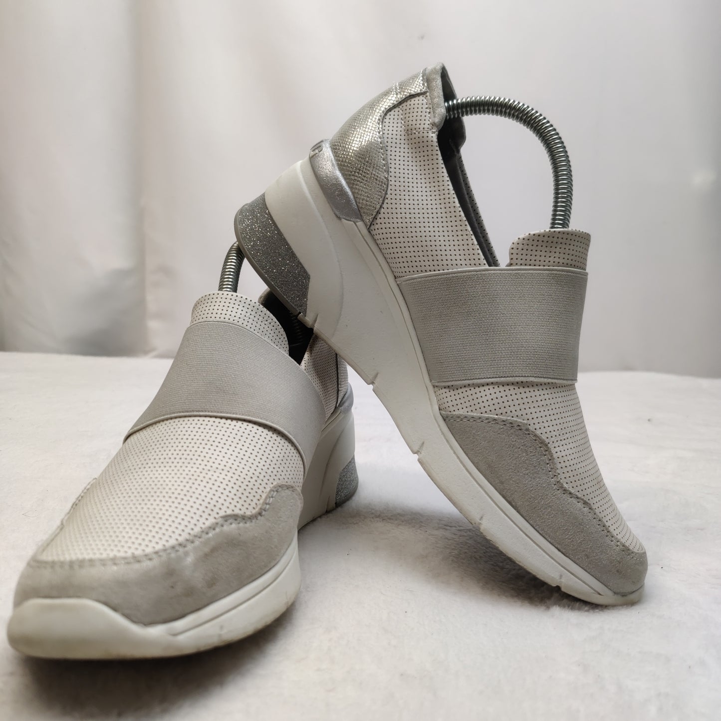 Mustang Grey/White Wedge Slip On Sneaker Trainers Shoes Women UK 6 EU 39