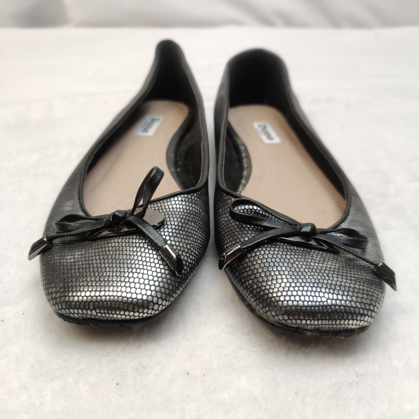 Dune London Silver Leather Ballet Flat Shoes Women Size UK 5 EU 38