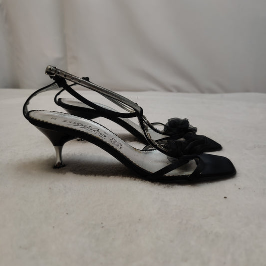 Zodiaco Italy Black Leather Strappy Heels Shoes Women UK 4 EU 37
