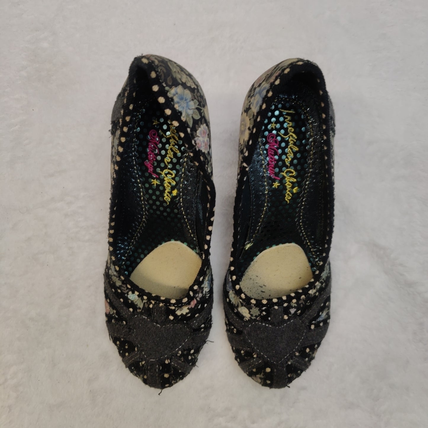 Irregular Choice Black Flower Pattern Court Heels Shoes Women UK 6 EU 39